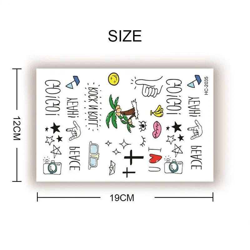2pcs Geometric Planet Fashion Temporary Tattoo Sticker Cute Rainbow Rabbit Cat Colorful Arm Body Art Large Fake Tattoo Sticker