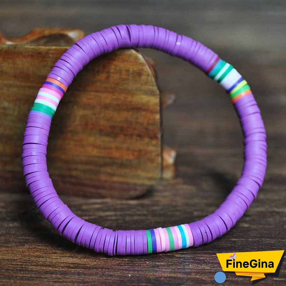 Recyclable Rainbow Colorful Polymer Clay Beads Bracelets Jewelry