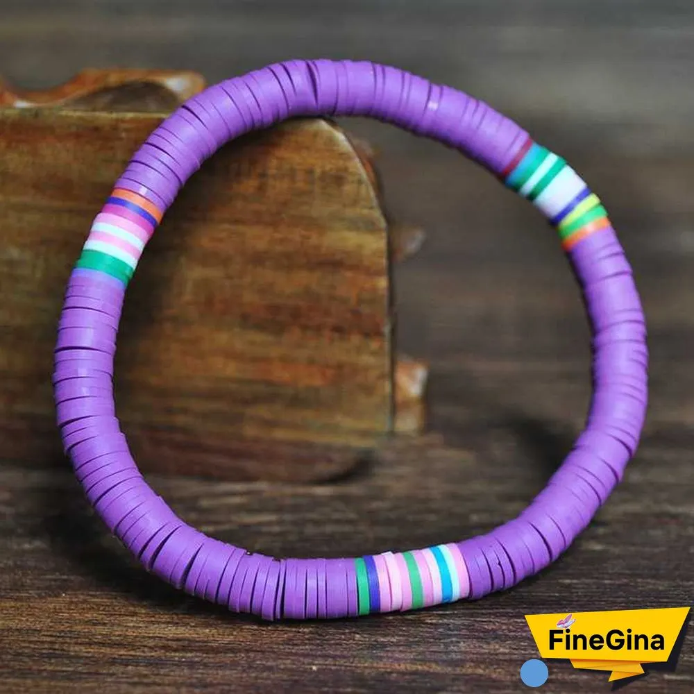 Recyclable Rainbow Colorful Polymer Clay Beads Bracelets Jewelry