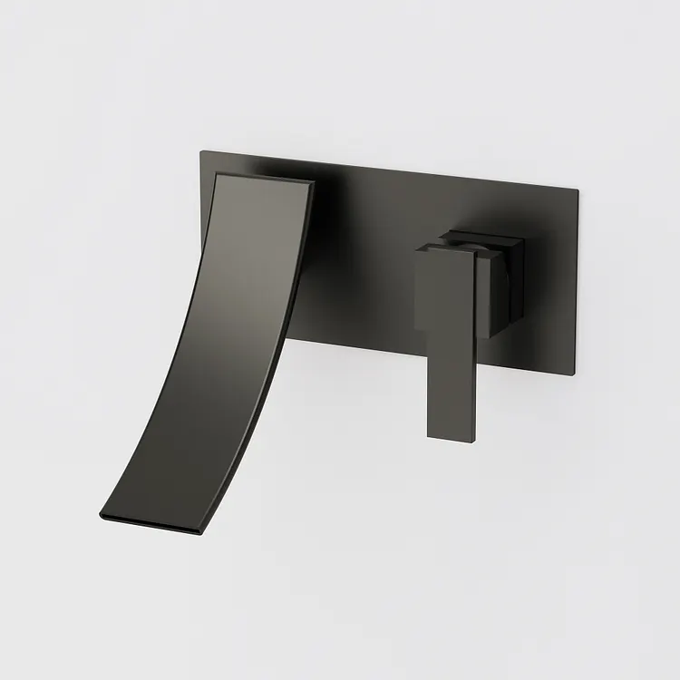 EVERSTEIN Wall-Mount Waterfall Bathroom Sink Faucet 3.93'' Spout Height Matte Black
