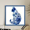 Blue And White Porcelain Cat-11CT Stamped/Counted Cross Stitch 40*40cm/15.75*15.75in
