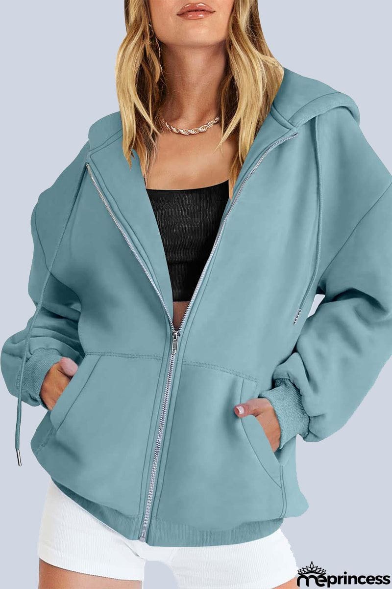 Casual Sportswear Solid Pocket Hooded Collar Outerwear
