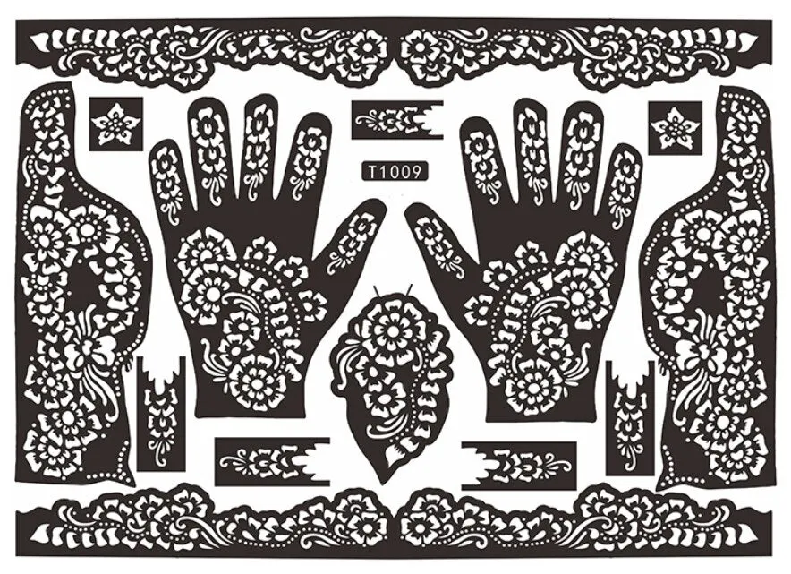 1pc new KD22 Tattoo Template hands/feet henna tattoo stencils for airbrushing professional mehndi new Body Painting Kit supplies