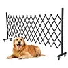 [US Local Warehouse] Retractable Outdoor Fence Expandable Barricade with Casters Free Standing Safety Barrier 0-180 Degree Rotating Folding Safety Gate Railing for Garage Home  (Dark Brown 61 in-11 Feet H-L)