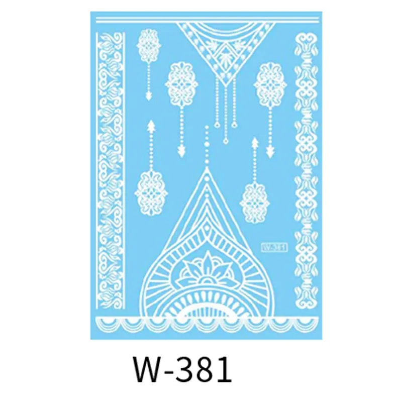 Sexy Henna Mehndi Tattoo White Lace Necklace Flower Water Transfer Temporary Tatoo Sticker Body Art Waterproof for Wedding Beach