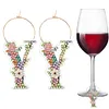 2pcs/set DIY 26 Letters Double Side Diamond Painting Wine Glass Charms Identification Kit