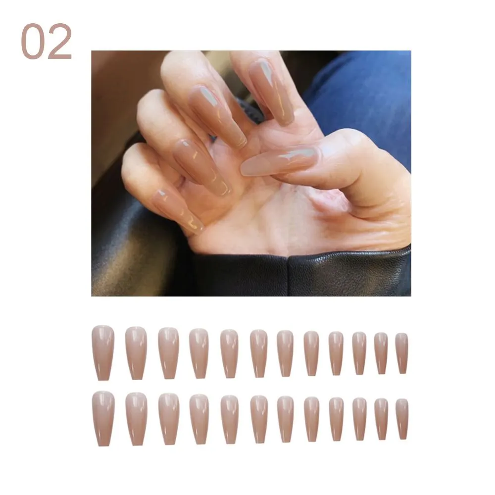 24Pcs Detachable False Nails Gourd Ballerina Coffin Wearable Fake Nails Full Cover Nail Tips Acrylic Manicure Tips Press on Nail