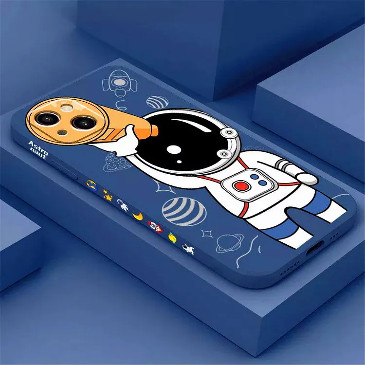 Luxury Space Astronaut Telescope Phone Case For iPhone