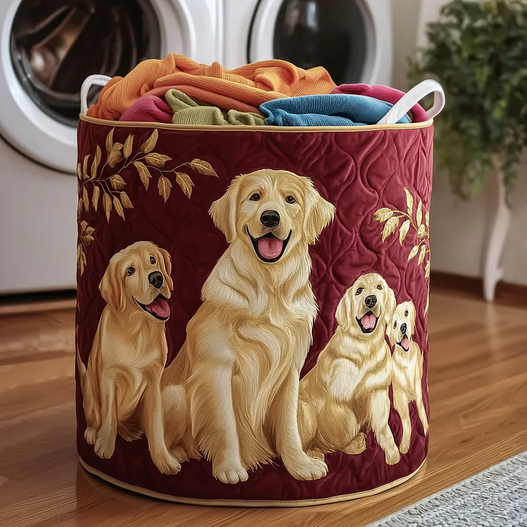 Golden Retriever Quilted Laundry Basket GFTOMA4386