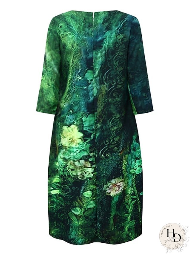Casual Dress Ethnic Dress Shift Dress Midi Dress Leopard Black White Half Sleeve Floral Print Summer Spring V Neck Basic Daily Vacation Weekend S M L XL XXL 3XL for Women