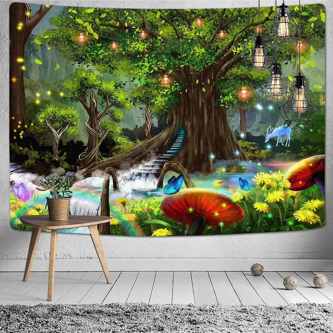 Viking Raven Tapestry Mysterious Viking Meditation Psychedelic Runes Art Wall Hanging Tapestries for Living Room Decor Yoga Mat