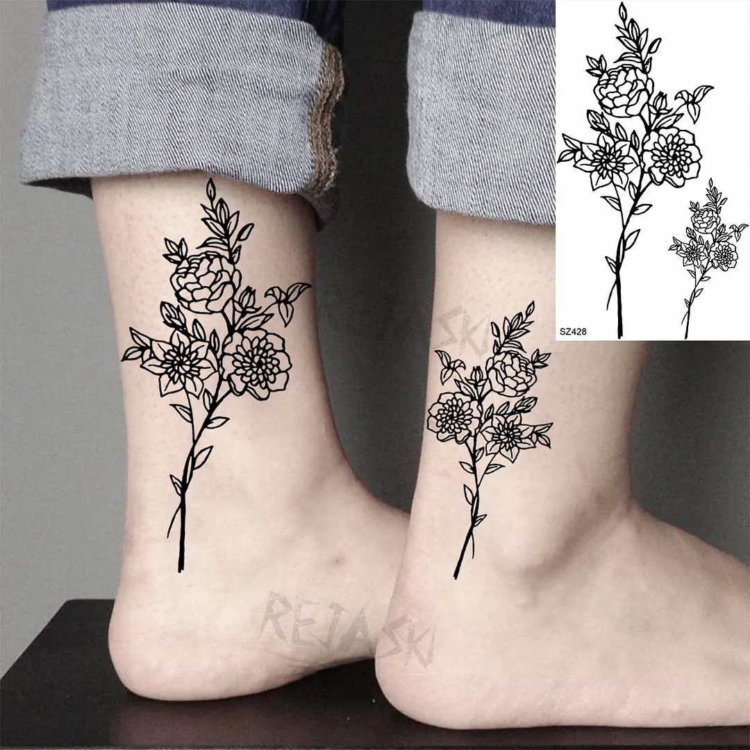 Small Henna Lotus Sexy Back Temporary Tattoos For Women Adult Feather Dandelion Fake Tattoo Body Art Waterproof Tatoos Sticker