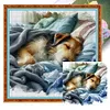 (Multi-Style) Sleeping Dog Cat-11CT Stamped Cross Stitch 40*40cm