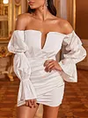 Off-The-Shoulder V-Neck Long Sleeve Ruffled Backless Sexy Mini Dress