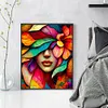 (Big Size)Color Half Face Girl - 11CT Stamped Cross Stitch - 50*60cm