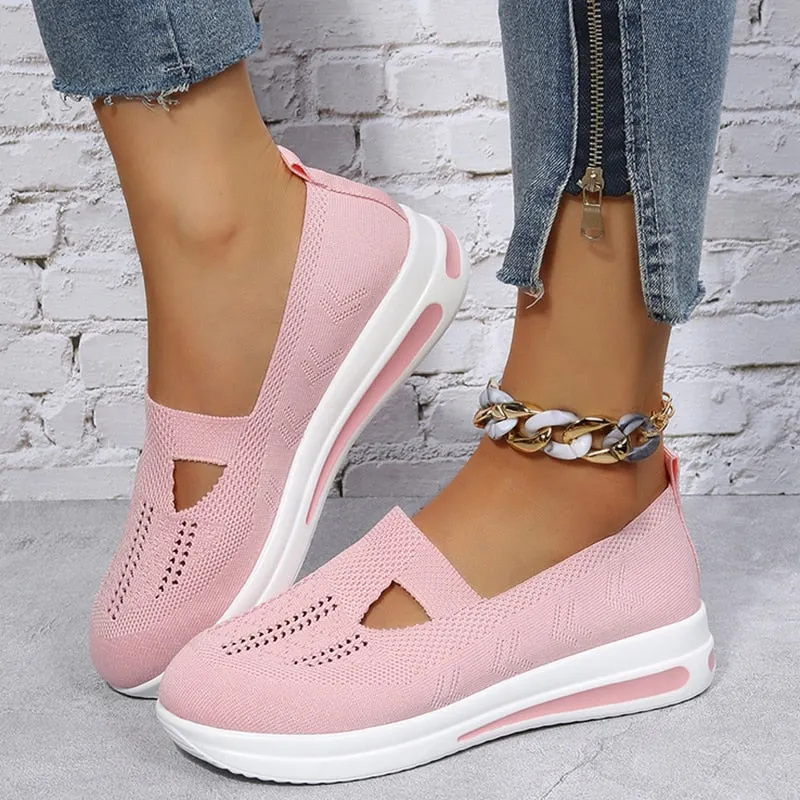 Women's Summer Mesh Breathable Flats Shoes Light Comfy Casual Shoes Woman Plus Size 43 Slip On Loafers Zapatillas Mujer