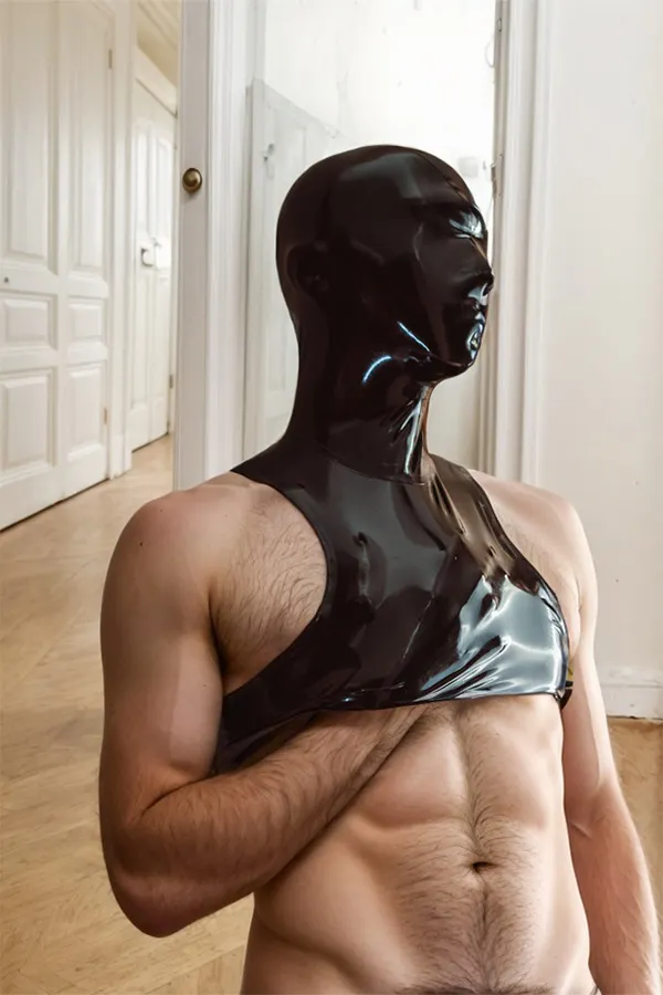 Unisex Hooded Latex Vest Micro-View Perforated Hood