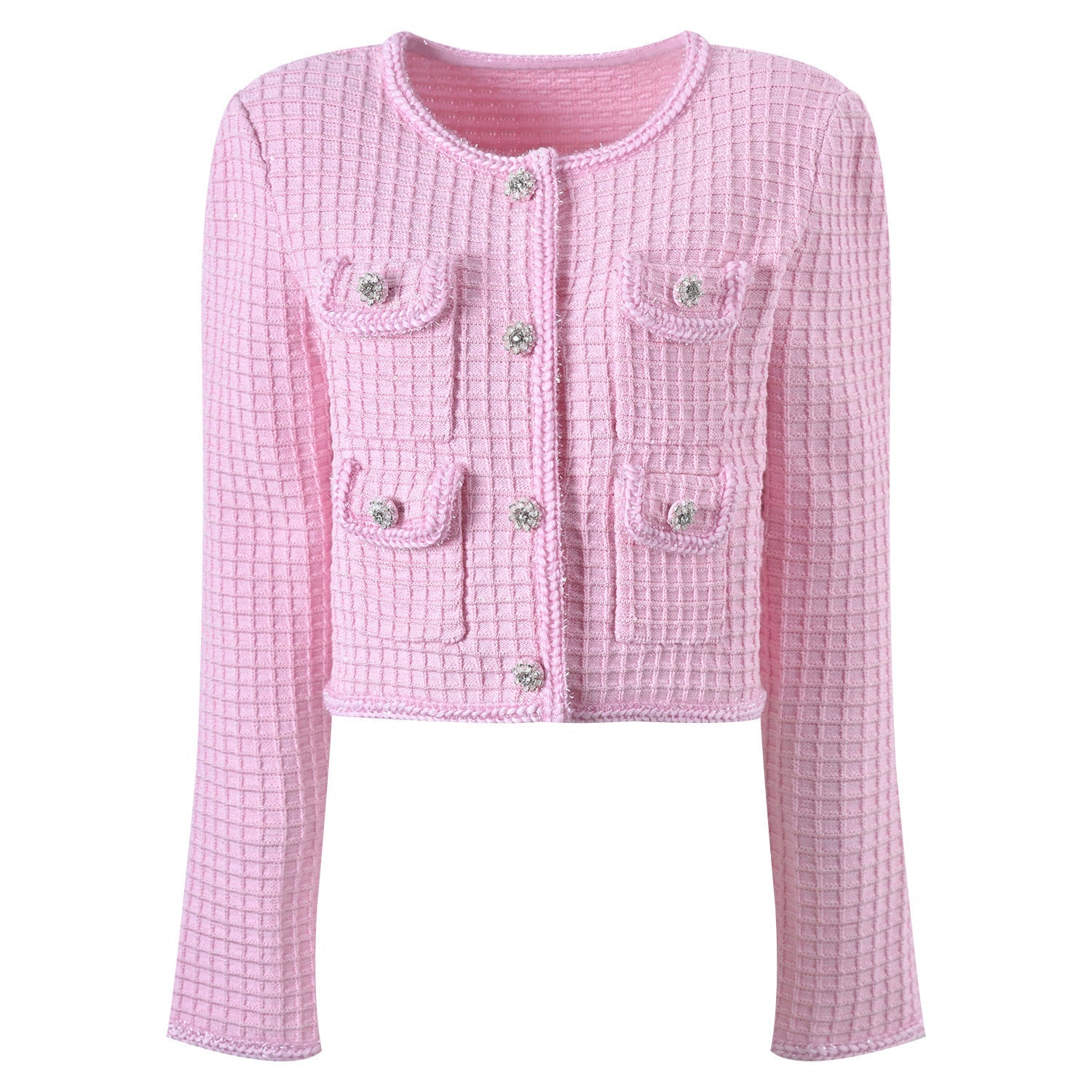 Arwen Pink Sequin Textured Knit Suit Flowering Girl