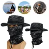 Men Camo Fishing Hat Foldable Casual Balaclava Sun Hat Breathable Bucket Hat