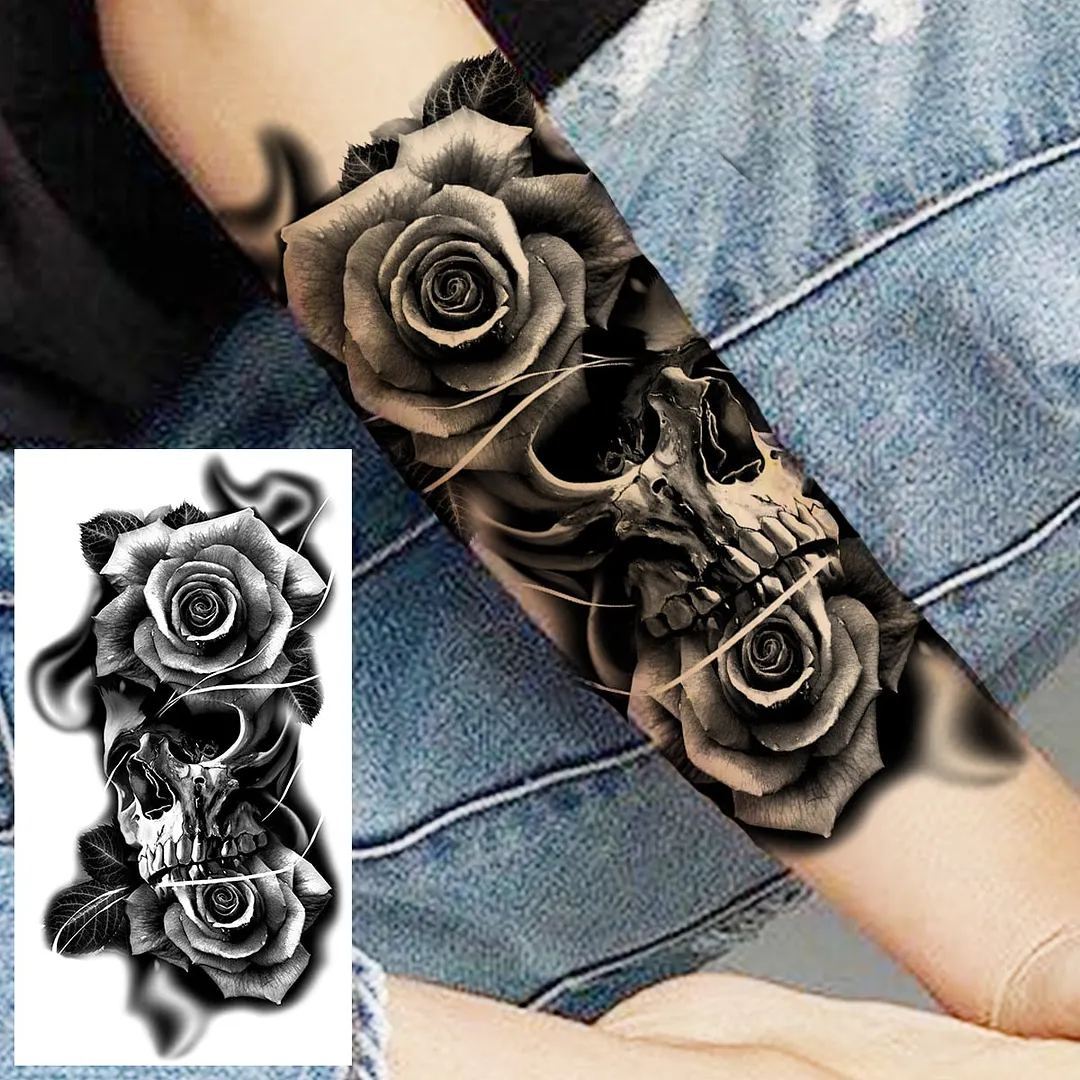 Halloween Clown Joker Scary Temporary Tattoos For Men Women Realistic Scary Lion Waterproof Tattoo Forearm Tatoos Vampire