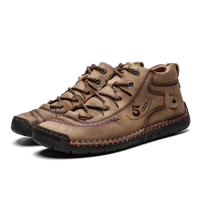 Brand Comfortable Men Ankle Boots Quality Split Leather Shoes Men's Snow Boots Winter Shoes Warm Fur Men's Boots Big Size 39-48