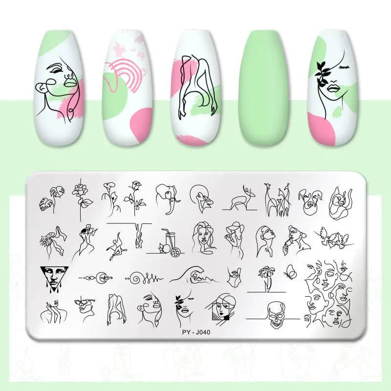 PICT YOU  Nail Stamping Plates Line Pictures Stencil Stainless Steel Nail Design for Printing Nail Art Image Plate Tool-Nail Inspo