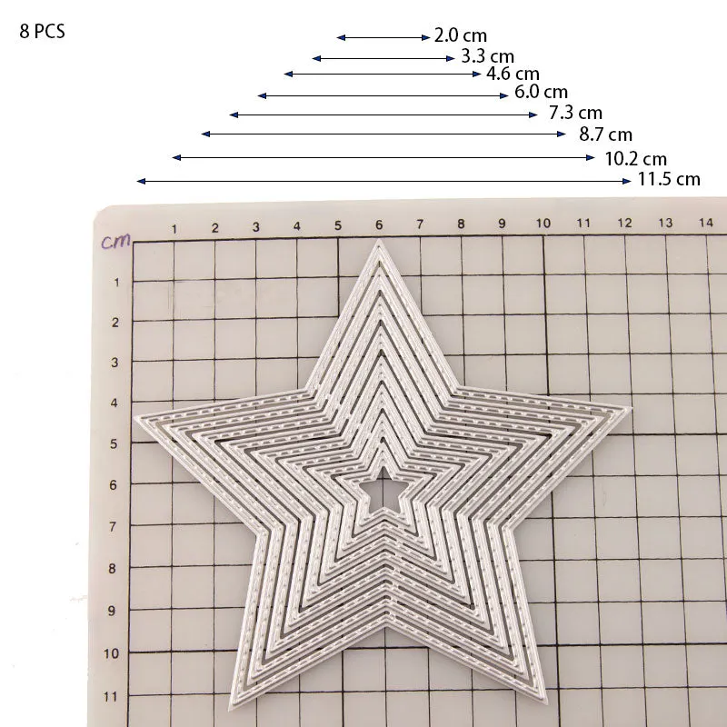 8PCS Pentagram Frames Metal Cutting Dies Scrapbooking Stencil DIY Paper Card Decorative Embossing Die Cut Craft Dies 2020 NEW