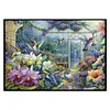 (Big Size)Hummingbirds Gardens - 11CT Stamped 3 Strands Cross Stitch 60*45cm/23.62*17.72in
