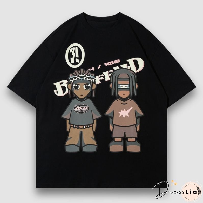 Hip Hop Cartoon Print Tee