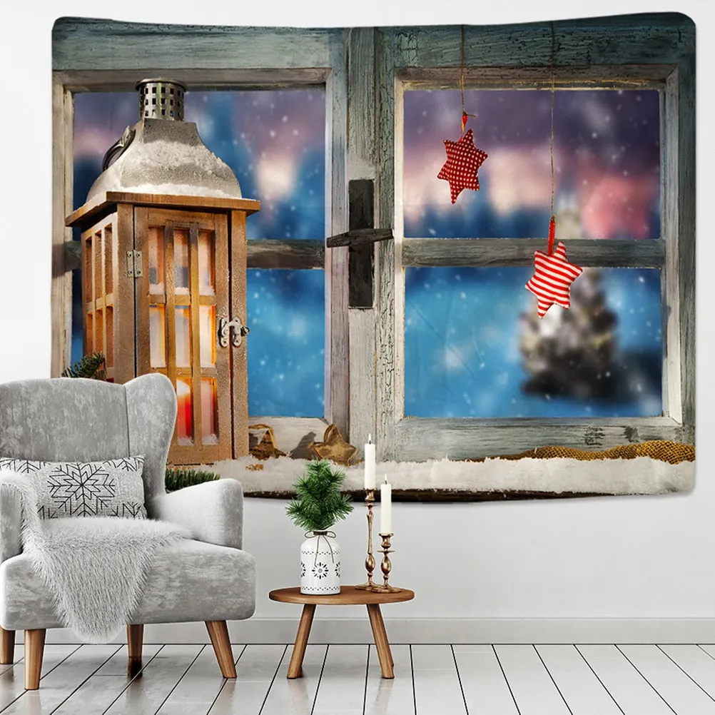 Cartoon Christmas Illustration Tapestry Wall Hanging Hippie Witchcraft Tapiz Holiday Aesthetics Room Home Decor