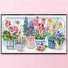 Flower Pot-14CT Stamped Cross Stitch Egyptian Cotton 47*28cm/18.5*11.02in