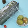 Cling Film Dispenser with Cutter Refillable Plastic Wrap Organizer for Kitchen