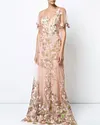 Elegant Floral V Neck Gown