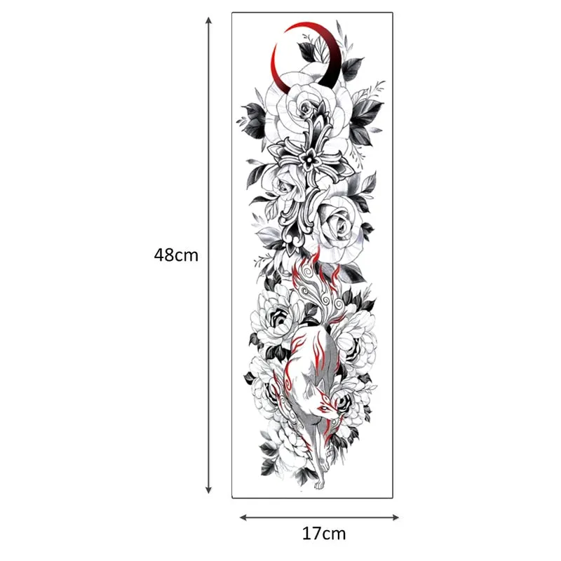 large temporary tattoos for women men full arm tattoo sticker sleeve thigh big body art decal black waterproof fake tatoo flower