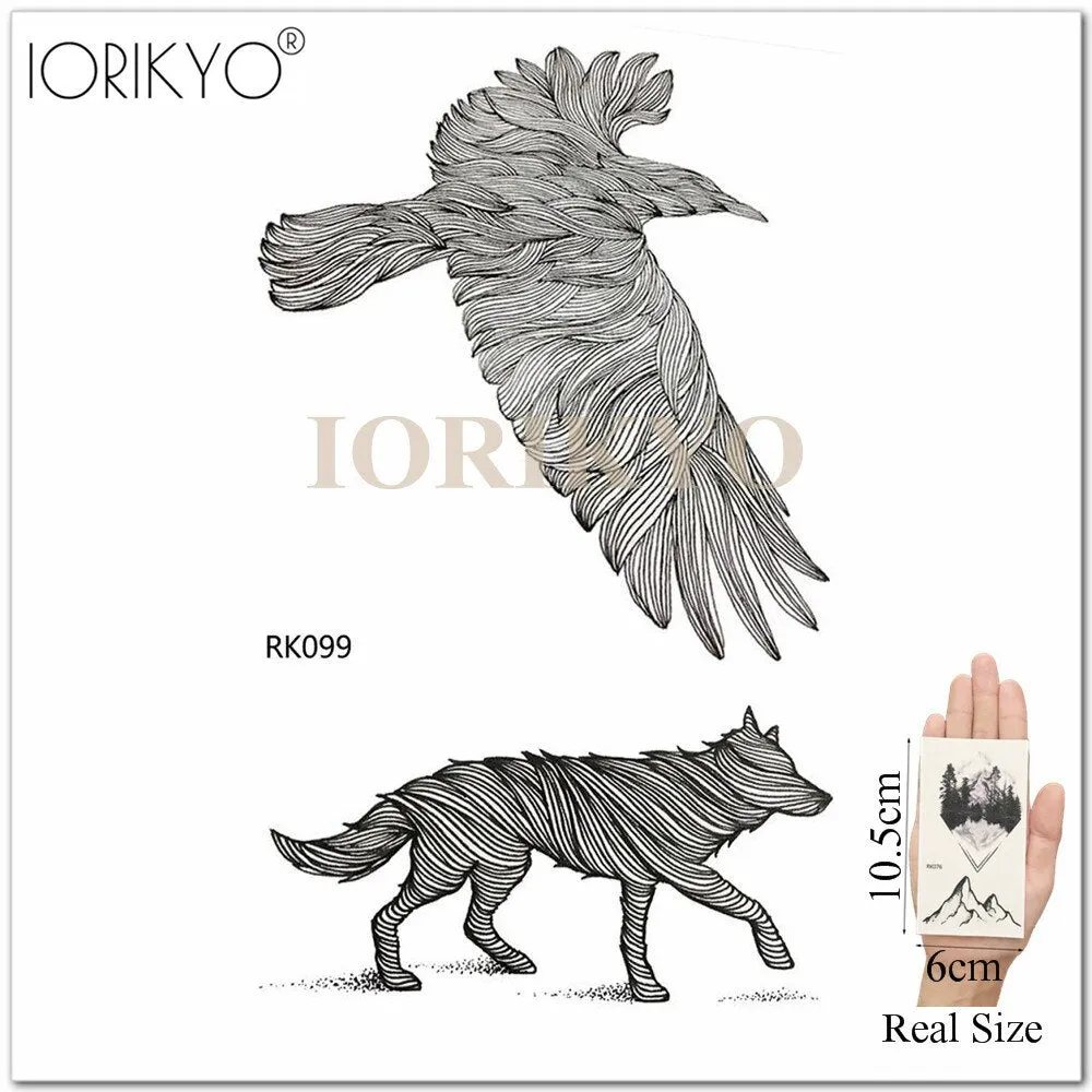 New Black Hummingbird Temporary Tattoo Stickers Women Arm Pencil Sketch Waterproof Tatoos Girls Forearm Birds Fake Tattoo Flower
