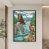 >SALE<Full Embroidery Cotton Thread 11CT Printed Waterfall Eagle Cross Stitch 50x70cm