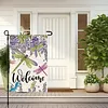 DIY Diamong Painting Double Sided Drills Garden Flags Outdoor Decor Holiday Garden Decorations Kit(Welcome Dragonfly)