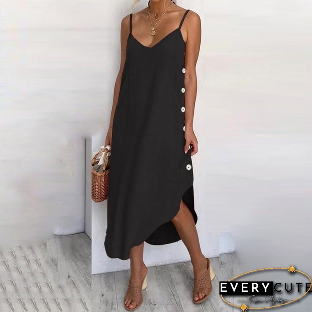 Women Summer Long Dress Spaghetti Strap V Neck Irregular Hem Holiday Casual Party Dress Sundress Plus Size S-5XL