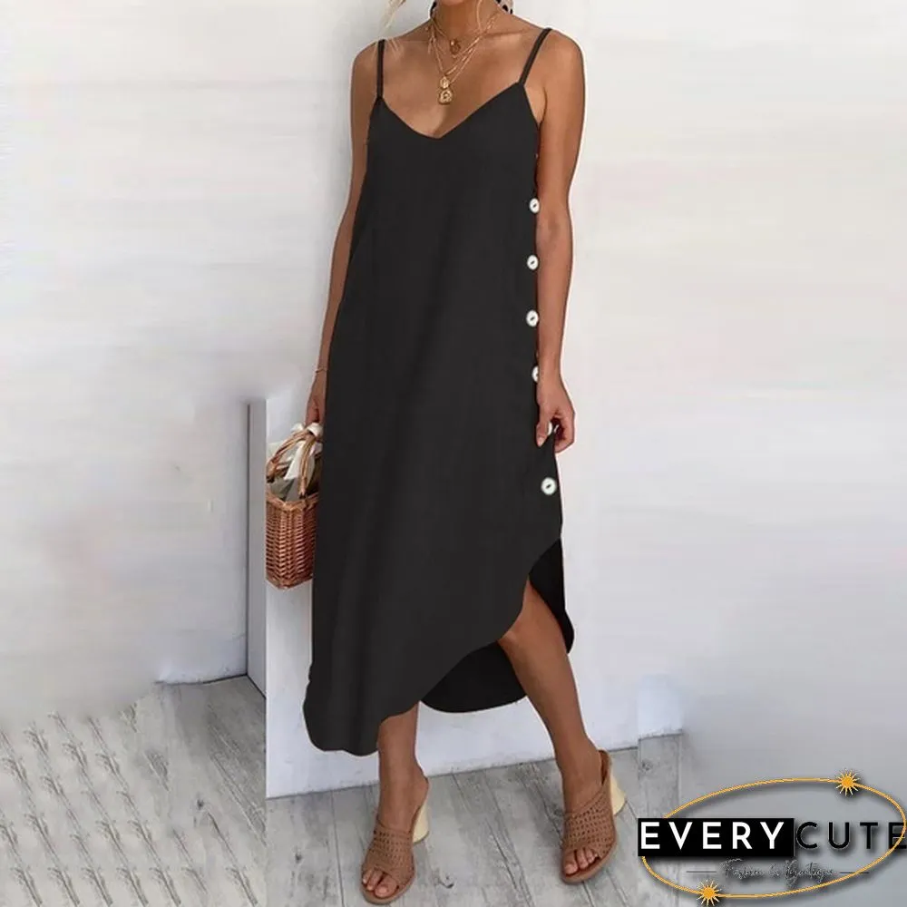 Women Summer Long Dress Spaghetti Strap V Neck Irregular Hem Holiday Casual Party Dress Sundress Plus Size S-5XL