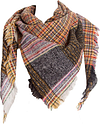 Women's Warm Woollen Scarf Triangle Shawls Winter Scarves Stripe Plaid Scarf