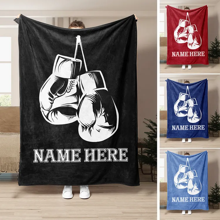 Personalized Boxing Blanket, Boxing Gloves Soft Cozy Blankets | BKKid398