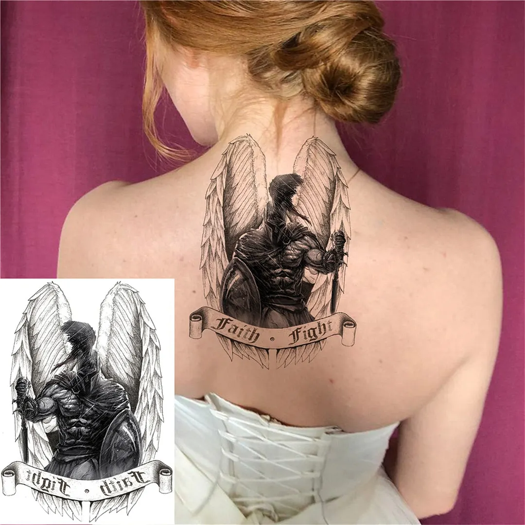 Flower Skeleton Temporary Tattoos For Women Men Adult Death Skull Tattoo Sticker Fake Lion Wolf Forest Black Evil Tatoos Armband