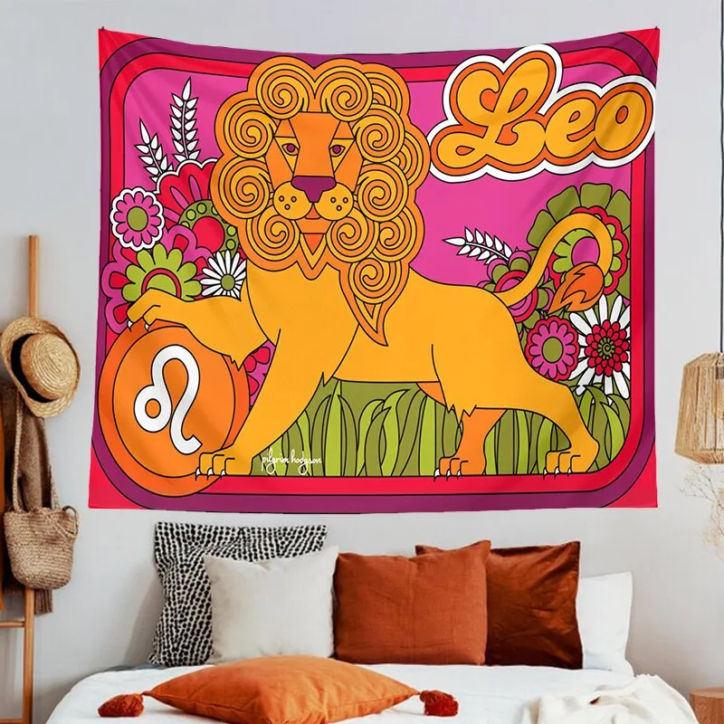 Tarot Astrology Tapestry Wall Hanging Constellation Hippie Decor Trippy Divination Beach Mat Sun Moon Wall Decor Boho INS Print