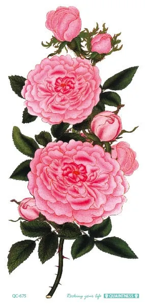 QC-671/20X10cm Long Colorful High Solution Body Art Purple Peony Flowers Circle Design Temporary Fake Flash Tatoo Sticker Taty