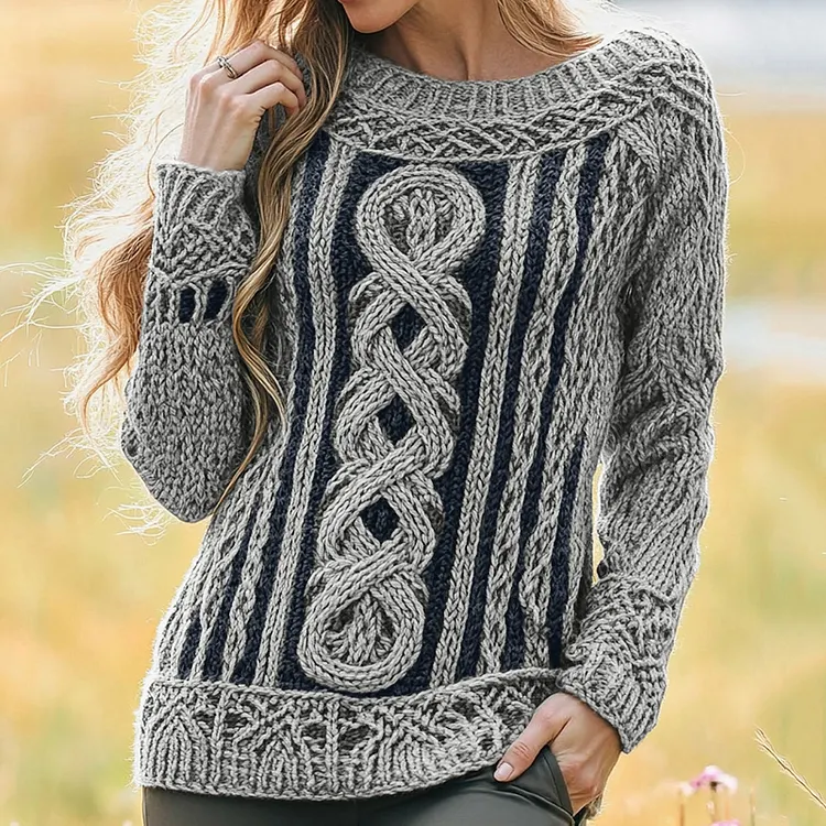Women's Irish Vintage Celtic Knot Jacquard Sweater
