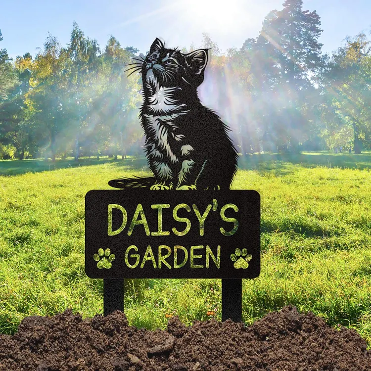 Personalized Pet Memorial Graves Marker Cat - Custom Pet Headstones for Cats, Garden Stake for Cemetery Yard Decor, Customized Remembrance Gifts for Someone Lost Pet, Outdoor Memorial Plaque