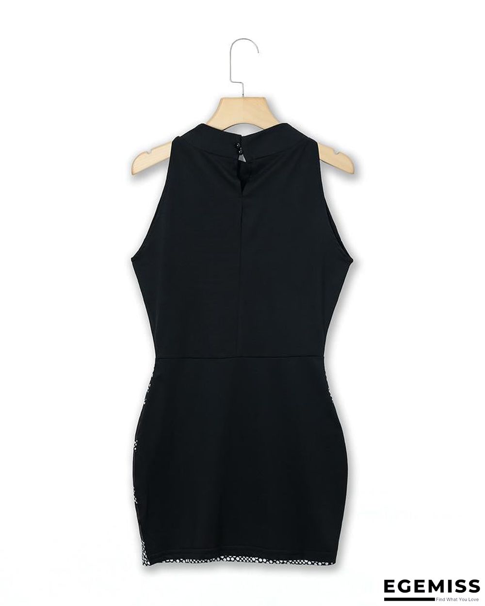 Sleeveless Dots Print Bodycon Mini Dress Black Dresses | EGEMISS