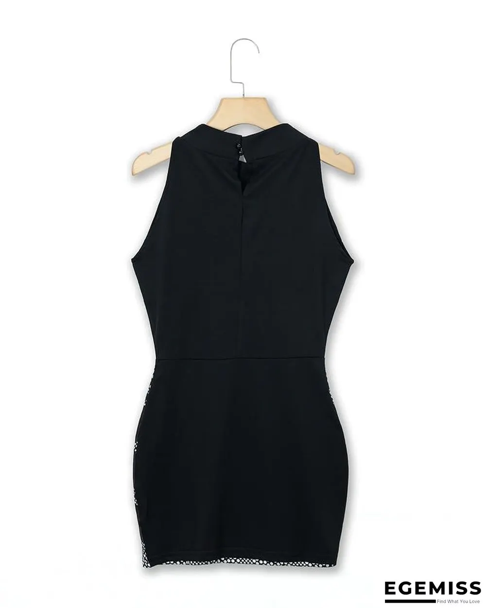 Sleeveless Dots Print Bodycon Mini Dress Black Dresses | EGEMISS