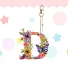 (Double  Sided)DIY Alphabet Flowers Special Shaped Diamond painting keychain