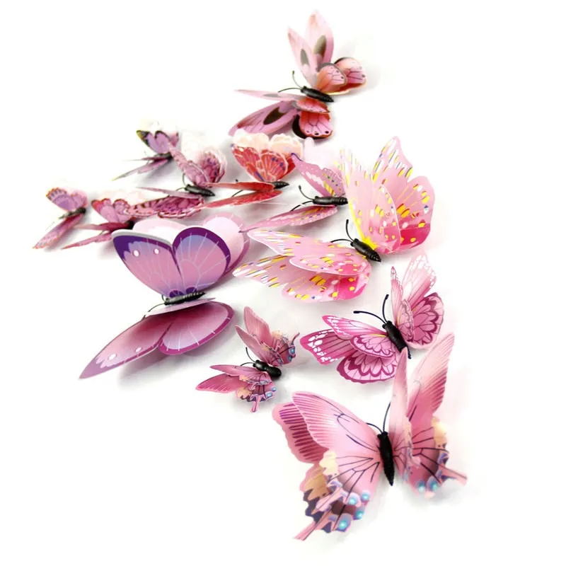 12pcs Butterflies Wall Sticker Decals Stickers on the wall Refrigerator Magnet Home Decorations 3D Butterfly PVC Wallpapers